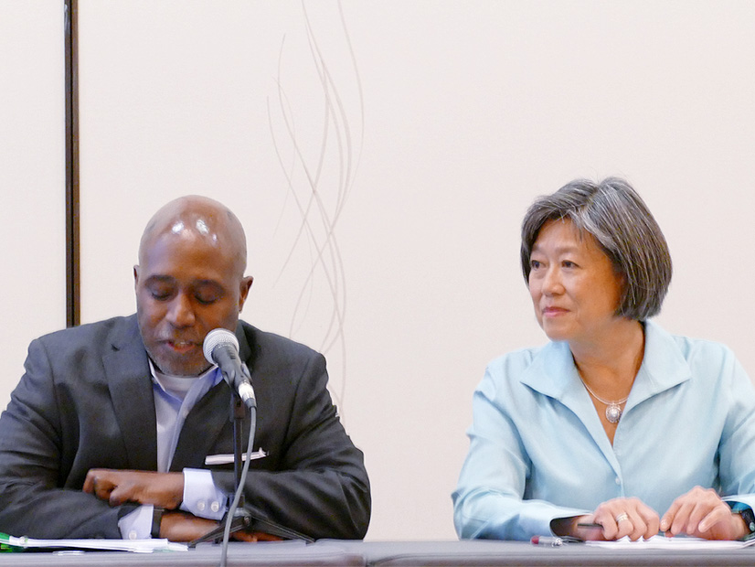 Honorable Jehmal Hudson of the Virginia State Corporation Commission (left) and Honorable Judy Chang, FERC Commissioner. 