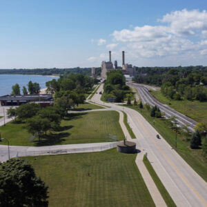 Manitowoc Public Utilities’ Lakefront coal plant in distance