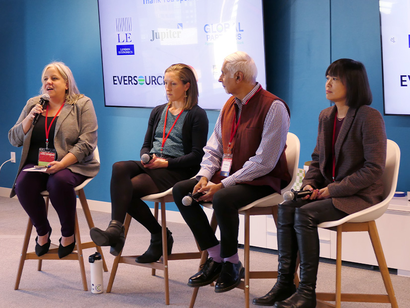 From left: moderator Sarah Shemkus, Energy News Network; Sarah Cullinan, MassCEC; Vinit Nijhawan, MassVentures; and Jenny Liu, Jupiter Power