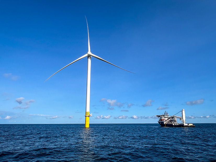 The first turbine installation is completed earlier this year at Revolution Wind off the New England coast.