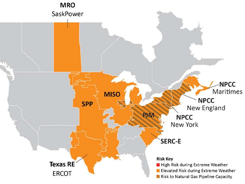 NERC's Winter Reliability Assessment shows large parts of the continent at elevated risk of resource shortfalls during extreme weather.