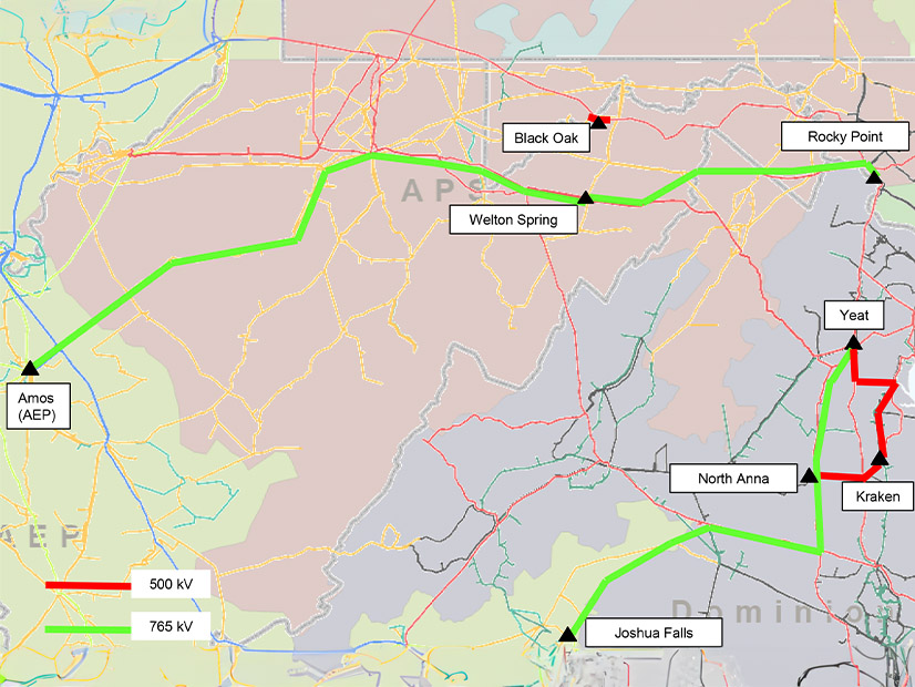 A PJM map shows components of the $5.8 billion of transmission upgrades staff plan to recommend for inclusion in the 2024 Regional Transmission Expansion Plan.