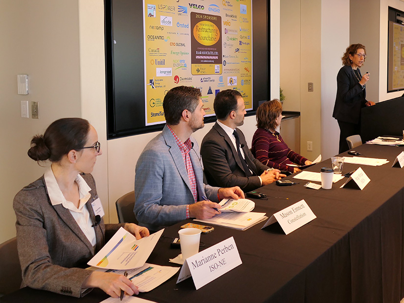 From left: Marianne Perben, ISO-NE; Mason Emnett, Constellation Energy; Serge Abergel, Hydro-Québec Energy Services; Secretary Rebecca Tepper, Massachusetts Executive Office of Energy and Environmental Affairs; and moderator Janet Gail Besser