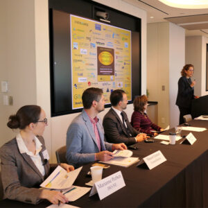 From left: Marianne Perben, ISO-NE; Mason Emnett, Constellation Energy; Serge Abergel, Hydro-Québec Energy Services; Secretary Rebecca Tepper, Massachusetts Executive Office of Energy and Environmental Affairs; and moderator Janet Gail Besser