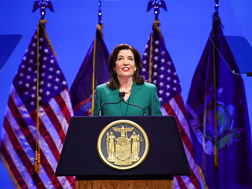 Gov. Kathy Hochul (D) delivers her 2025 State of the State Address on Jan. 14 in Albany, N.Y.