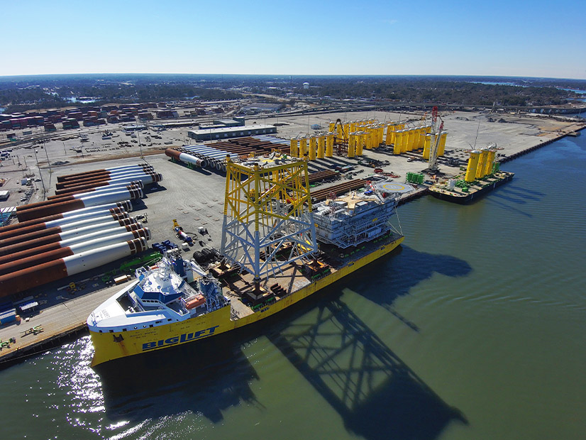 An offshore substation for the Coastal Virginia Offshore Wind project at the Port of Virginia on Jan. 30