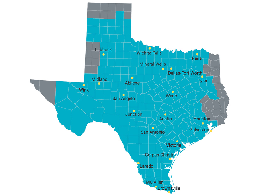 ERCOT's service territory covers 75% of Texas.