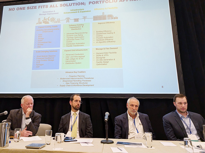 Talking states' responses to demand growth at the NASEO conference are (from left) Tucker Perkins, Propane Education and Research Council; Carl Mas, NYSERDA; Joe Paladino, DOE Office of Electricity; and Paul Spitsen, DOE Office of Strategic Programs.