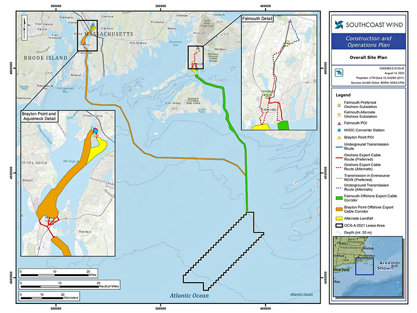 The footprint SouthCoast Wind would occupy off the Massachusetts coast