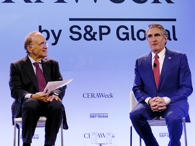 Interior Secretary Doug Burgum (right) discusses the Trump administration's plans with CERAWeek Chair Daniel Yergin.