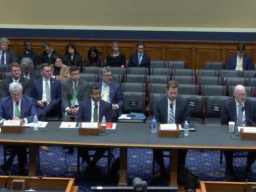 From left: Basin Electric CEO Todd Brickhouse, PJM Senior Vice President Asim Haque, Southern Co. Senior Vice President Noel Black and Duke University Senior Fellow Tyler Norris testify at the House Energy and Commerce Subcommittee on Energy on March 5.