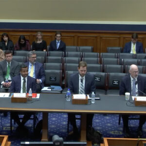 From left: Basin Electric CEO Todd Brickhouse, PJM Senior Vice President Asim Haque,  Duke University Senior Fellow Tyler Norris and Southern Co. Senior Vice President Noel Black testify at the House Energy and Commerce Subcommittee on Energy on March 5.