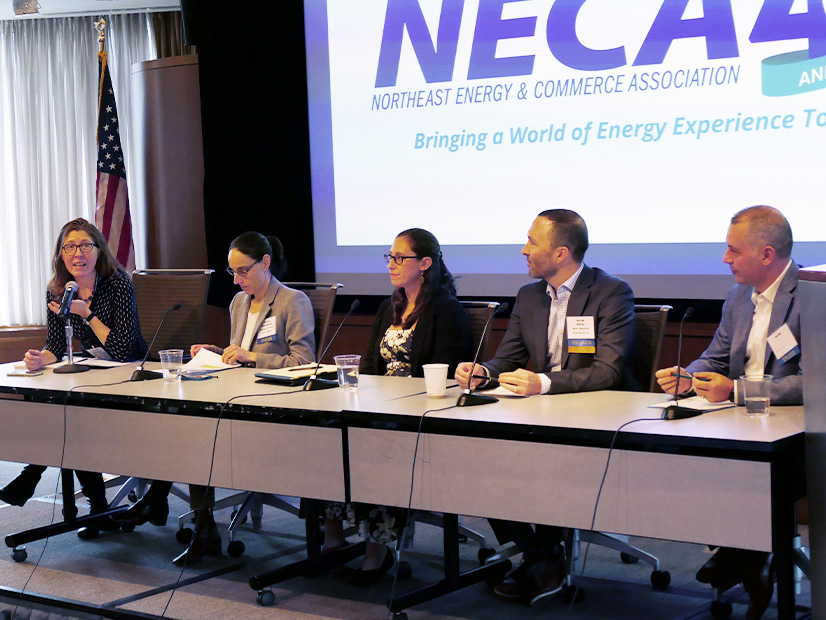 From left: moderator Courtney Feeley Karp, Klavens Law Group; Marianne Perben, ISO-NE; Kate Tohme, New Leaf Energy; Peter Shattuck, Power Advisory; and Elton Prifti, National Grid