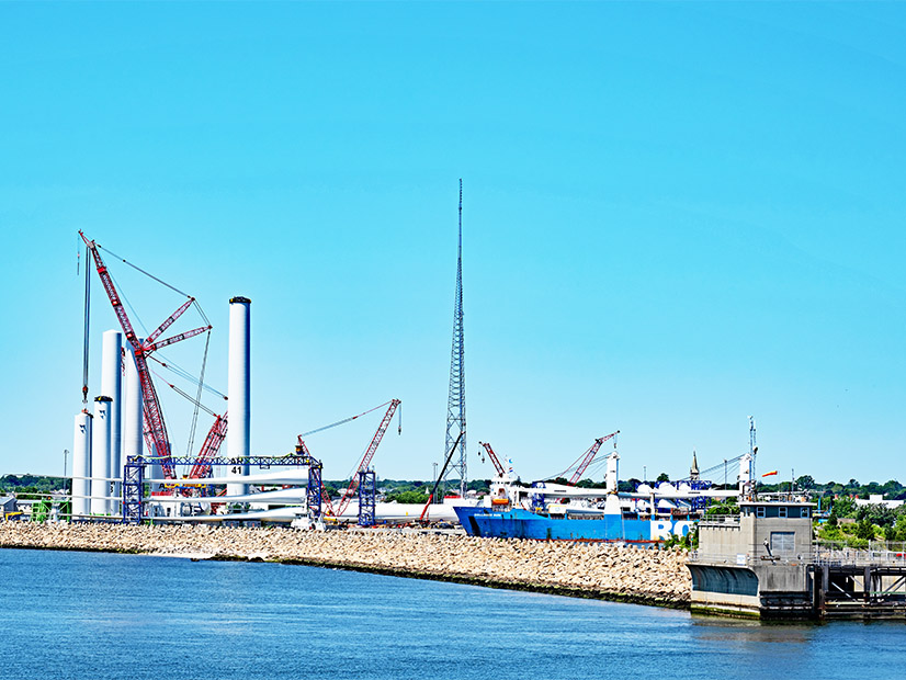 Components for the Vineyard Wind 1 project are shown in New Bedford, Mass., in July 2024.